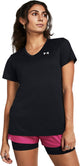 Under armour tech ssv- solid-blk dames sportshirt - zwart - wit