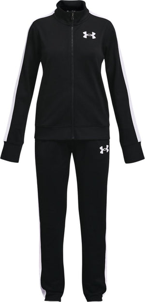 Under armour ua rival knit track suit-blk meisjes trainingspak - zwart - wit