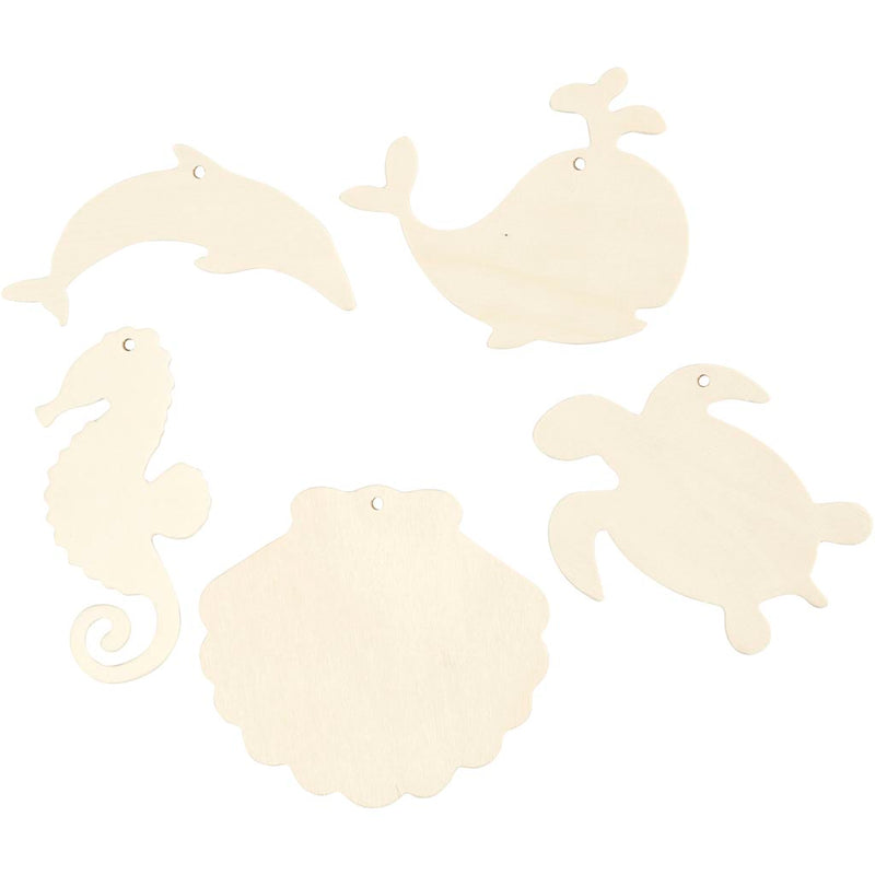 Load image into Gallery viewer, Creativ company https: www.cchobby.nl zeedieren-om-op-te-hangen-zeepaard-schildpad-dolfijn-schelp-en-walvis-h-5-10-cm-b-5-10-cm-gatgrootte-3-mm-dikte-2-mm-5-stuk-1-doos
