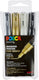 Posca verfstiften set 1mc wit zwart goud zilver