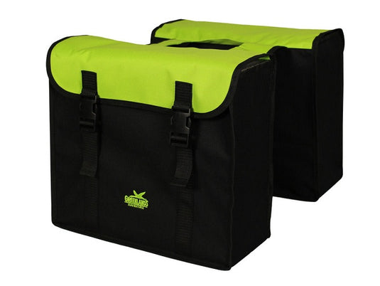 Greenlands dubbele fietstas 34 liter 37 x 33 x 14cm (2x) - zwart lime groen