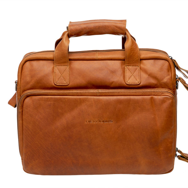 New Looxs Cali 17L laptop leer enkele tas afneembaar cognac