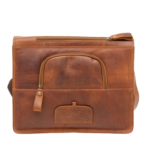 New Looxs Fellini 18L laptop leer enkele tas afneemb.cognac