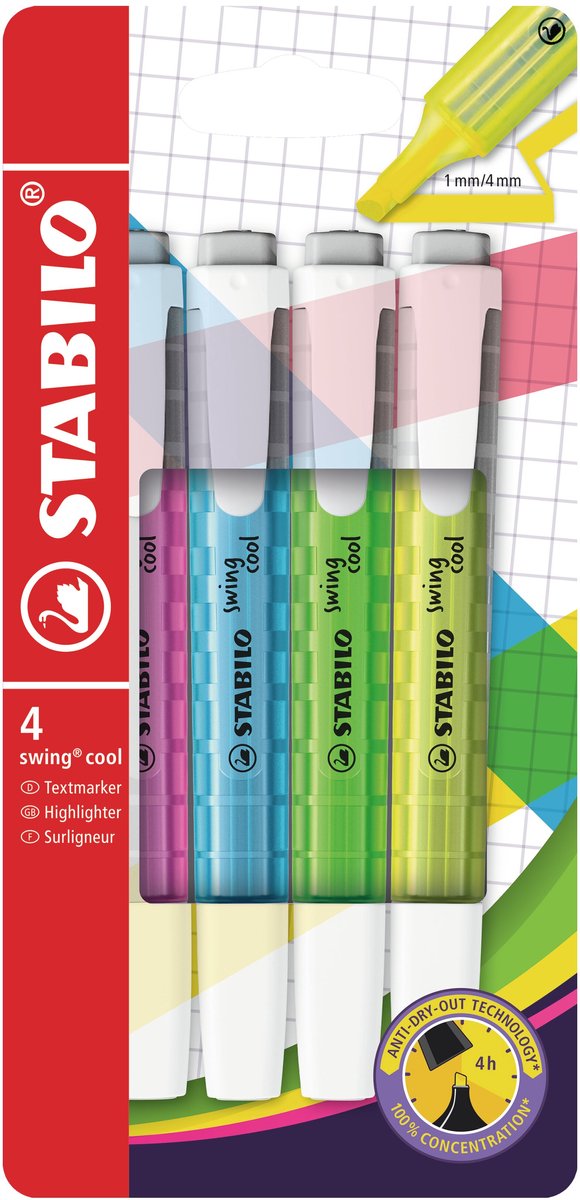 Afbeelding laden in galerijviewer, Stabilo swing cool - markeerstift - set met 4 stuks
