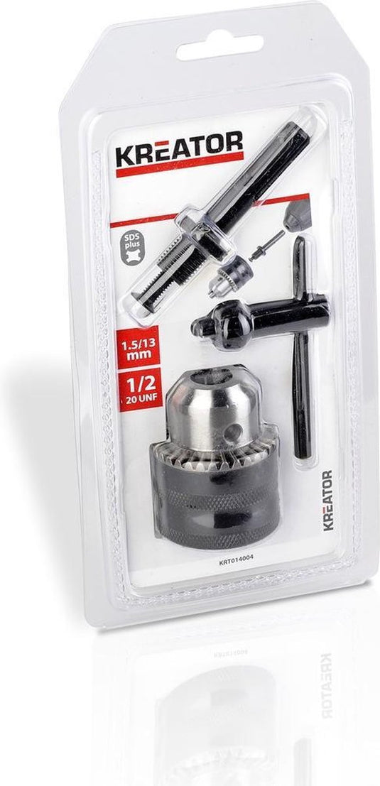 Kreator - accessories - krt014004 - boorkop met sleutel en sds adapter - ø 1,5-13mm