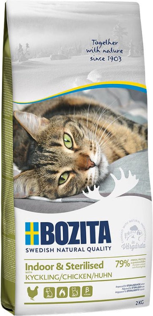 Bozita indoor sterilised serie - graanvrije droogvoer - ren - 2kg