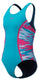 Speedo h-boom splice muscleback 1 piece meisjes sportbadpak - turquoise roze