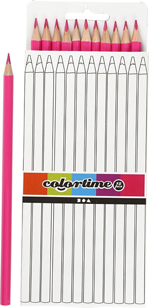 Creativ company driehoekige kleurpotloden - roze, 12st.