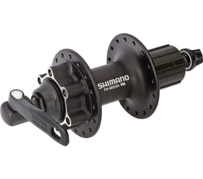 Achternaaf Shimano FH-M525 8 9 10 speed - 36 gaats 6 bouts remschijfbevestiging - zwart