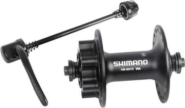 Voornaaf Shimano FH-M475 - 36 gaats - 6 bouts met remschijfbevestiging - zwart