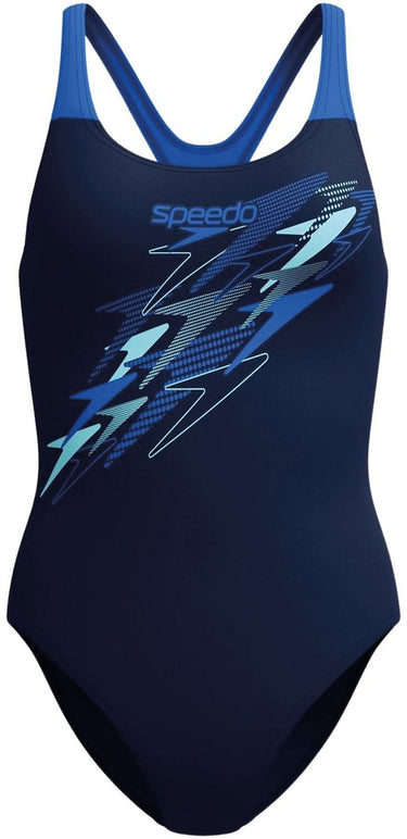 Speedo medley logo medalist 1 piece dames sportbadpak - marine blauw