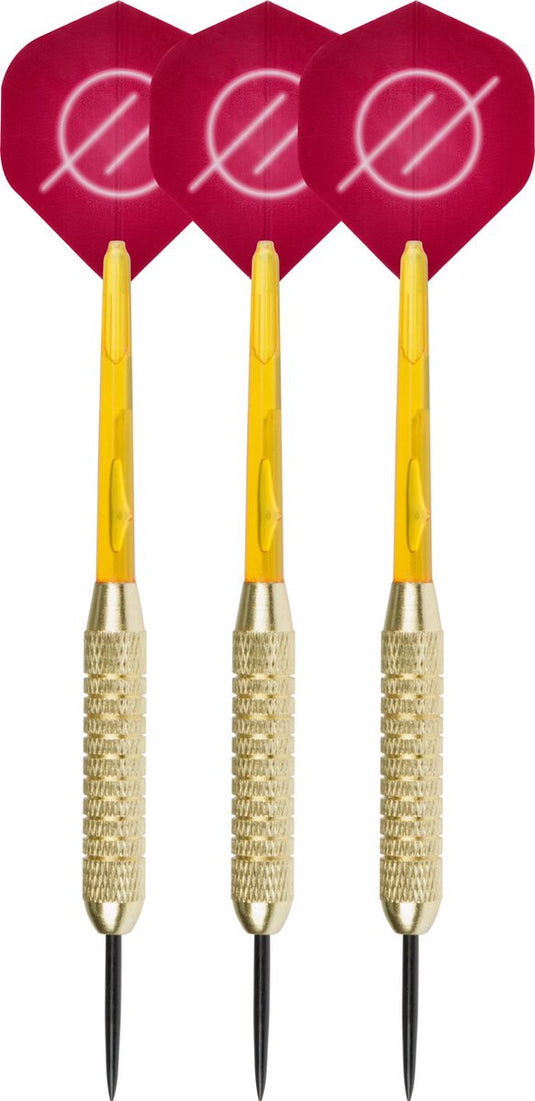 Faver dartpijlenset compleet - reserve shafts - brass coated - rood – 24 gram