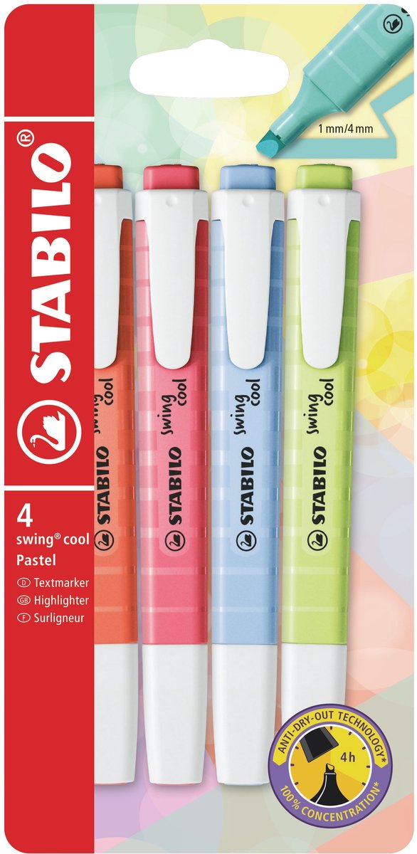 Afbeelding laden in galerijviewer, Stabilo swing cool - markeerstift - set met 4 stuks
