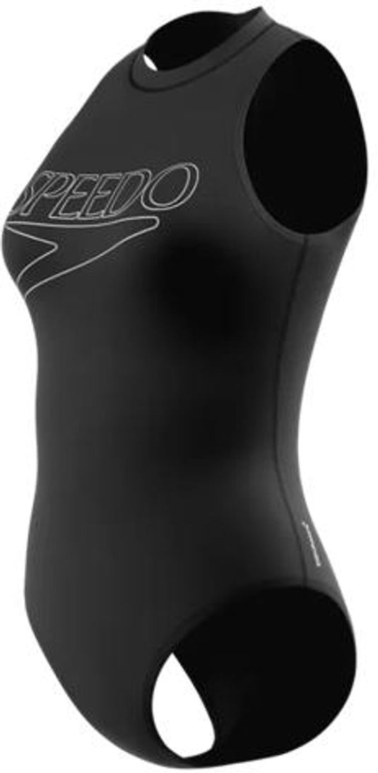 Speedo endurance+ logo hydrasuit 1 piece dames sportbadpak - kleurvast badpak dames - chloorbestendig zwempak dames - sportbadpak dames met ritssluiting - zwart wit - 38