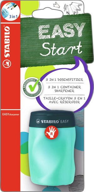 Stabilo easysharpener - ergonomische 3 in 1 puntenslijper - rechtshandig - petrol - geschikt voor alle potloden