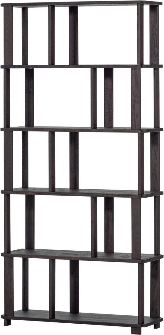 Woood riss boekenkast - eikenhout - mystic brown - 186x90x30