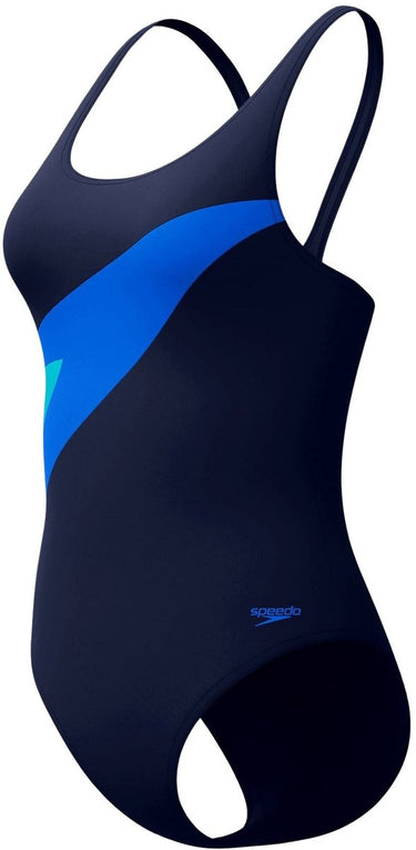 Speedo hyperboom butterfly back dames sportbadpak - kleurvast badpak dames - chloorbestendig zwempak dames - sportbadpak dames met vlinderrug - marine navy - 44