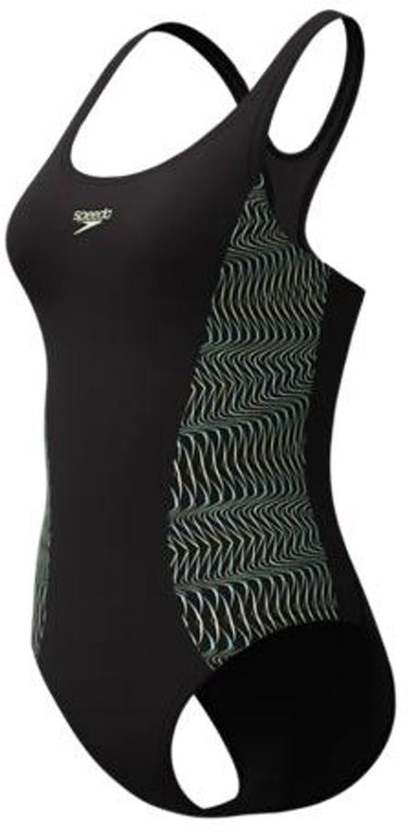 Speedo placement medalist 1 piece dames sportbadpak - zwart groen