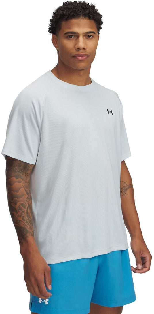 Under armour ua tech texturood ss-gry heren sportshirt - distant grijs - zwart
