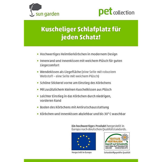 Sun garden luxe hondenmand lucky + kussen 59x67x20cm grijs