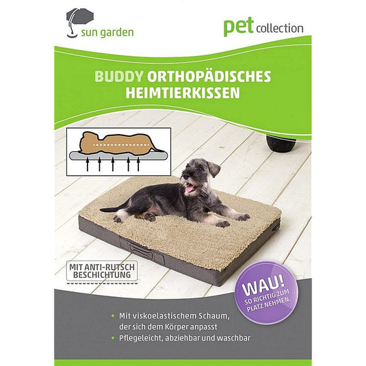 Sun garden buddy orthopedisch hondenkussen 79x60x8cm beige donkerbruin