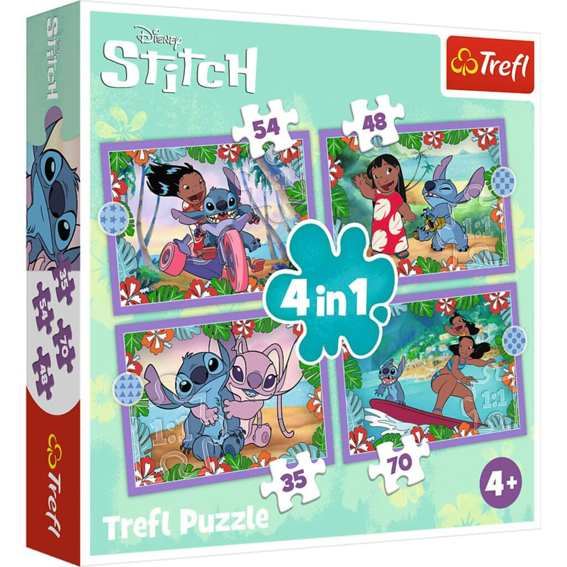 Load image into Gallery viewer, Trefl disney stitch 4in1 puzzel 35-70 stukjes
