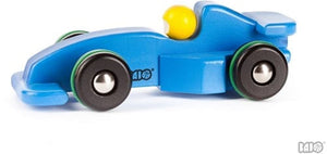 Bajo houten racewagen blauw. 1+
