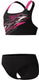 Speedo medley logo racerback 2 piece meisjes sportbadpak- bikini meisjes voor sport - vormvaste sportbikini meisjes - zwembikini meisjes met racerback-top - zwart roze - 128