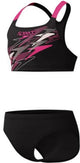 Speedo medley logo racerback 2 piece meisjes sportbadpak - zwart roze
