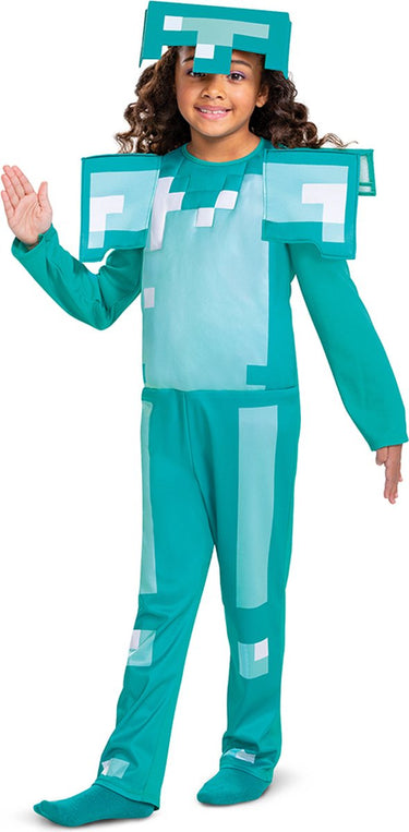 Disguise minecraft (mojang), diamond armor outfit, maat xs (3t-4t jaar), jongens