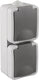 Q-link dubbel buitenstopcontact â€“ opbouw stopcontact â€“ wandcontactdoos â€“ ip54 spatwaterdicht â€“ verticaal â€“ grijs