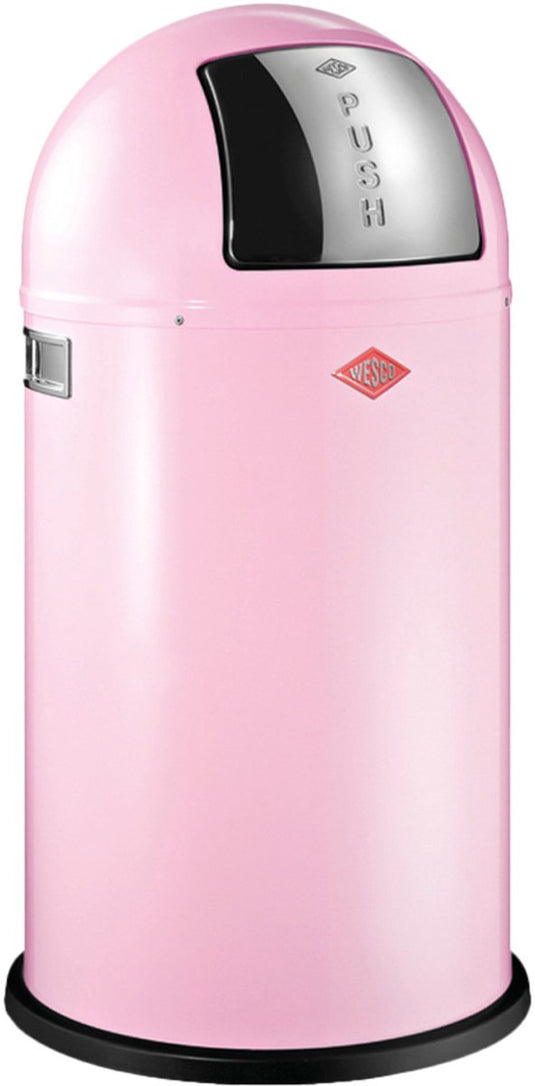 Wesco pushboy prullenbak | 50 liter | metaal - roze | vuilnisbak - made in germany