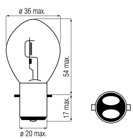 Edge lamp 12 volt 25 25 watt ba20d