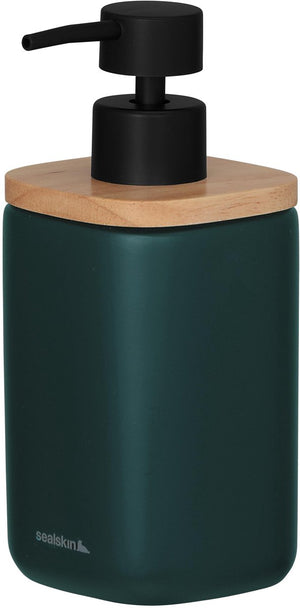 Sealskin mind - zeepdispenser 200 ml - zeeppompje vrijstaand - fsc - houtlook donkergroen