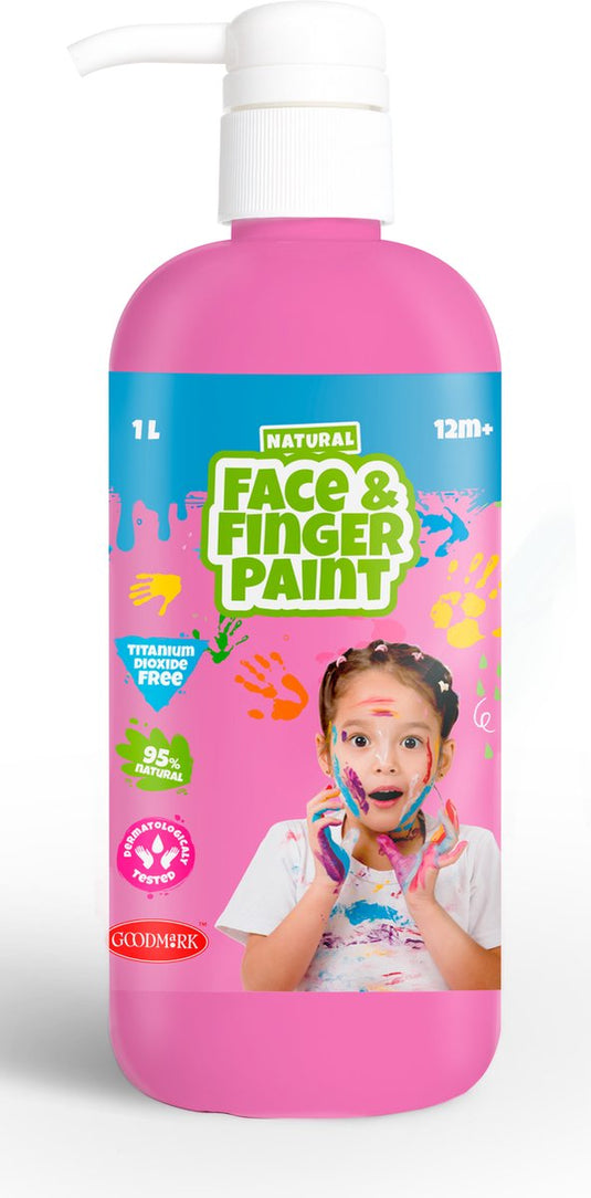 Natural face fingerpaint fles met pompje - roze, 1l - schmink