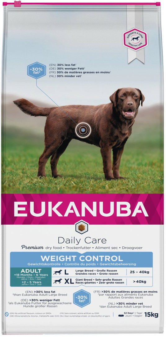 Eukanuba dog adult large breed - weight control - kip - 15 kg
