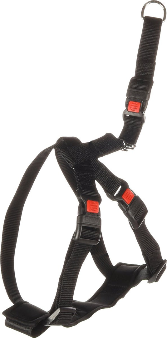Flamingo hondentuigje auto harnas maat l - zwart 50-70cm