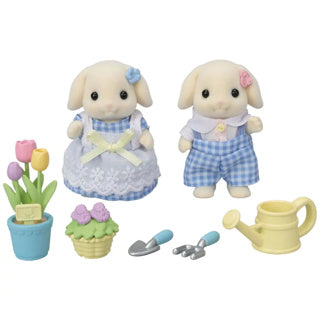 Load image into Gallery viewer, Epoch sylvanian families tuin en bloemen hangoorkonijn broer zus
