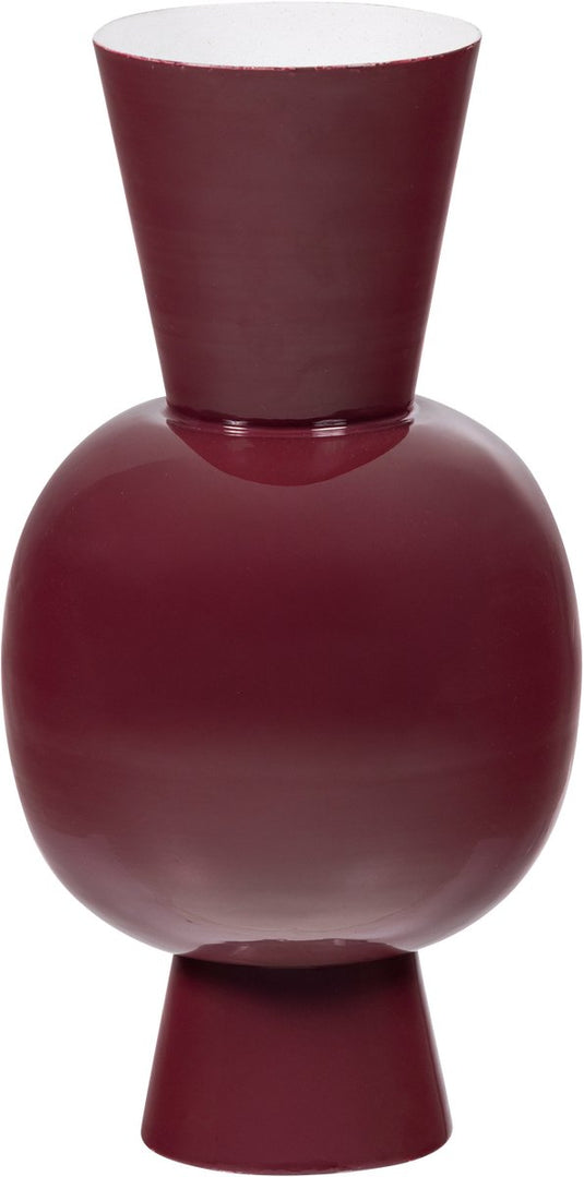 Woood auri vaas 20 cm - metaal - hoogglans wijnrood - 38x20x20