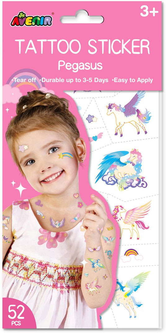 Avenir tattoo stickers - pegasus - 52 stuks - blijft 3 tot 5 dagen - 3 jaar