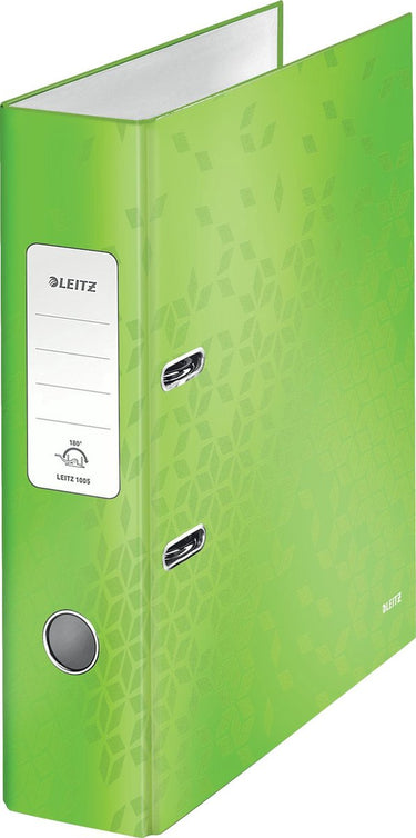 Leitz wow gelamineerde ordner - capaciteit van 600 a4-vel - rugbreedte van 80mm - groen