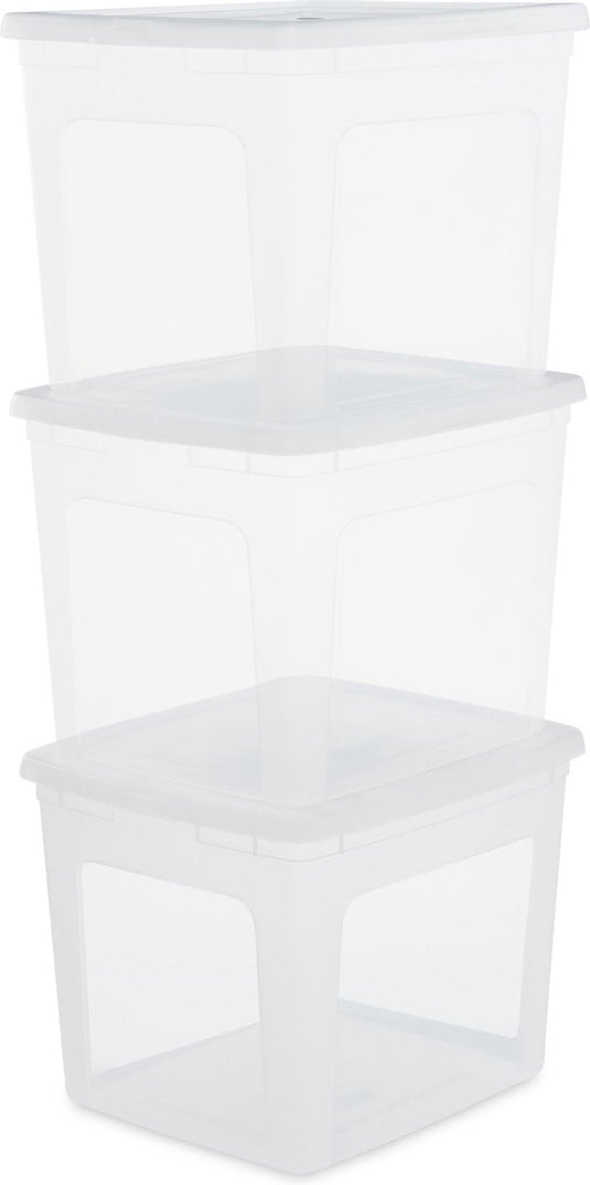 Iris clearbox opbergbox - 30l - kunststof - transparant - set van 3
