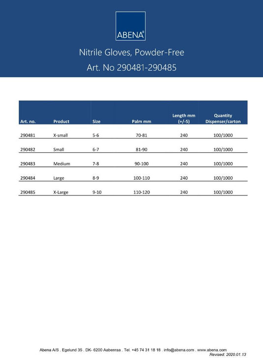 Abena poedervrije nitrile handschoenen maat small 100 stuks zwart