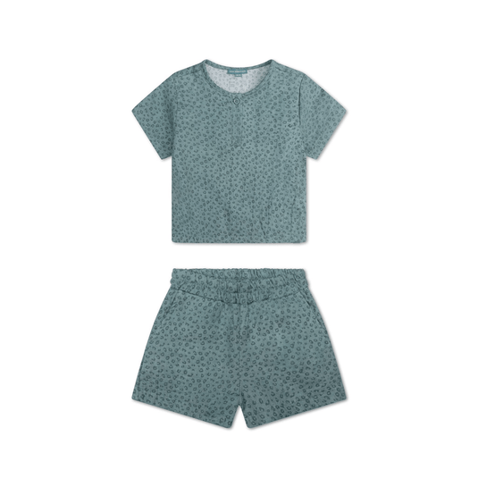 Leopard | groen jongens set strand – muslin