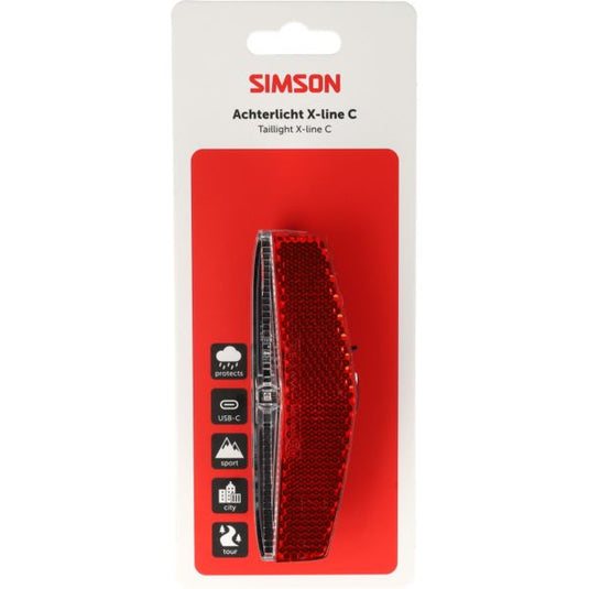 Simson achterlicht aurora x-line c - usb-c oplaadbaar