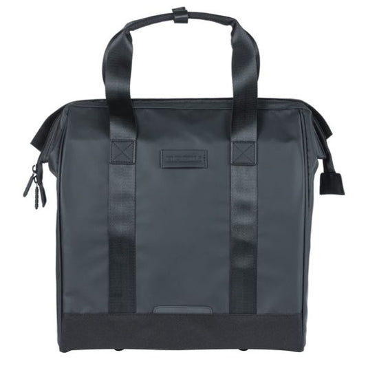 Basil tas grand tarpaulin shopper zwart mik hooks | 23l