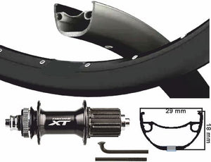 Kgs shimano xt achterwiel 28 29 inch ( 622 ) zwart 8-11 speed centerlock qr uitval
