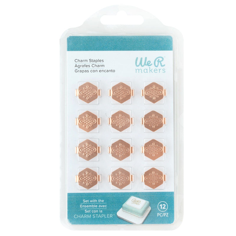 Load image into Gallery viewer, We r makers • charm staples hexagon with knot emboss copper 12pcs
