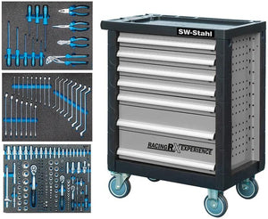 Sw stahl gereedschapswagen racing rx experience tool trolleys filled 7 drawers