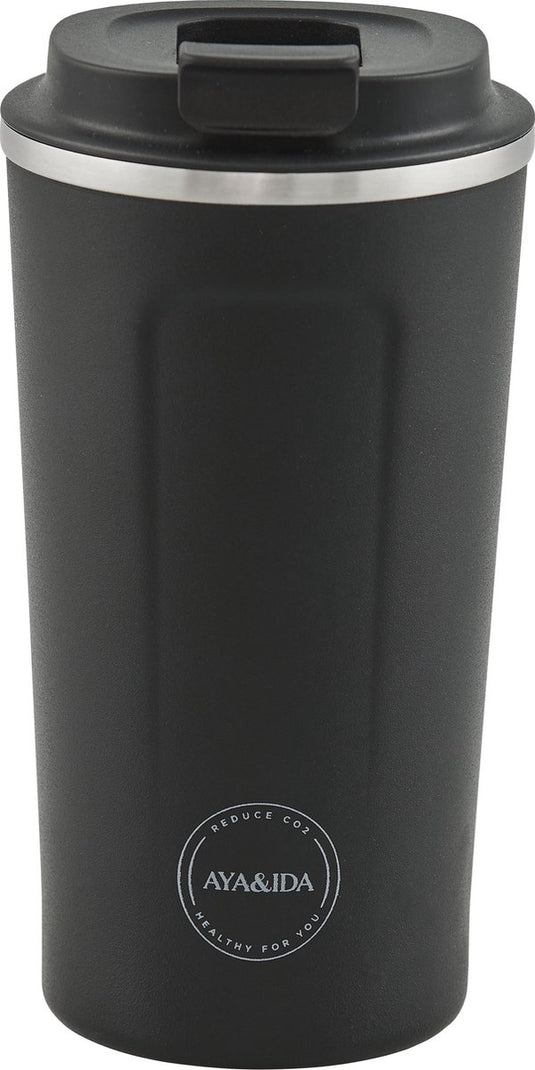 Aya ida aya ida - cup2go - thermosbeker - koffiebeker - coffee to go - reisbeker - meenemen - 500ml - matte black